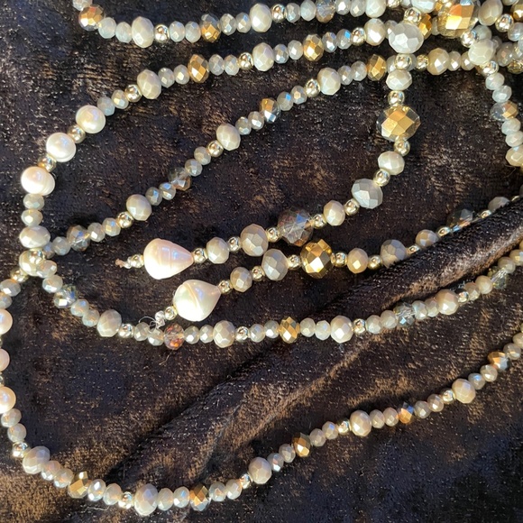 Ole' Grey & Brown Crystal and Pearl Necklace - Picture 5 of 5